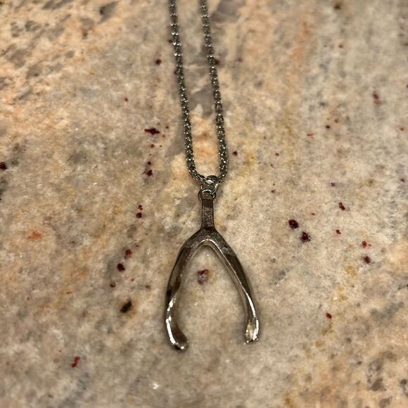 Wishbone silver woman's necklace - Picture 3 of 6